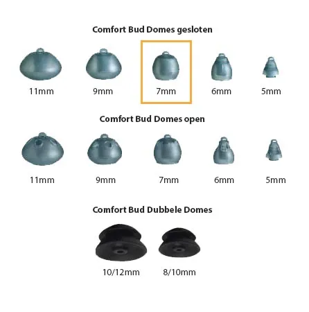 Starkey Comfort Bud Dome gesloten 7mm