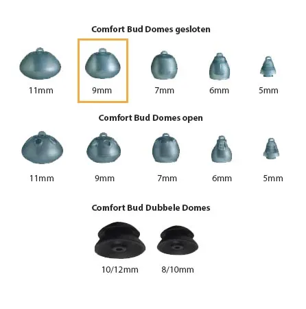 Starkey Comfort Bud Dome gesloten 9mm