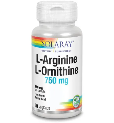 Solaray L-arginine L-ornithine 750 Mg (50vc)