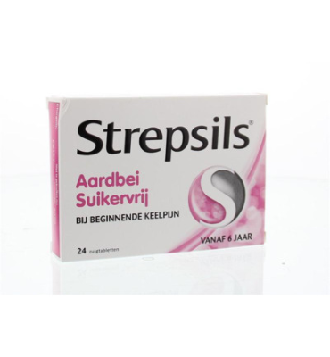 Strepsils Aardbei Suikervrij (24zt)