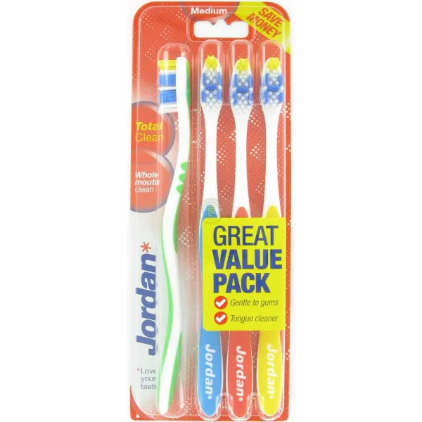12x Jordan Tandenborstel Total Clean Medium 4-pack 4 stuks