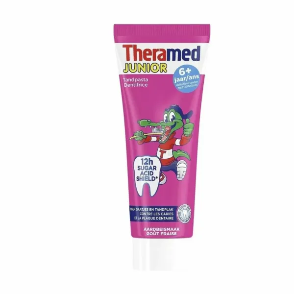 12x Theramed Tube Junior Aardbei 6+ 50 ml