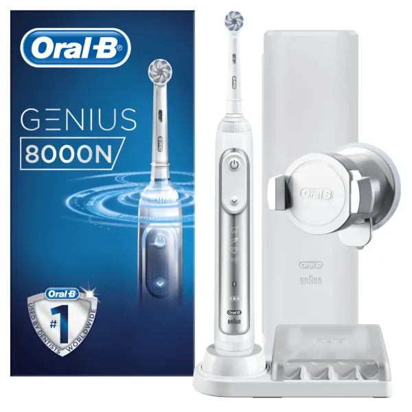 3x Oral-B Elektrische Tandenborstel Sensitive Genius 8000n Silver (Eb60) Prh 1 Stuks