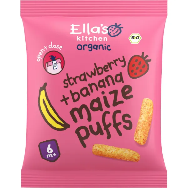 4x Ella's kitchen Gepoft Smikkelstengels 6+ m Aardbei Banaan 20 gr