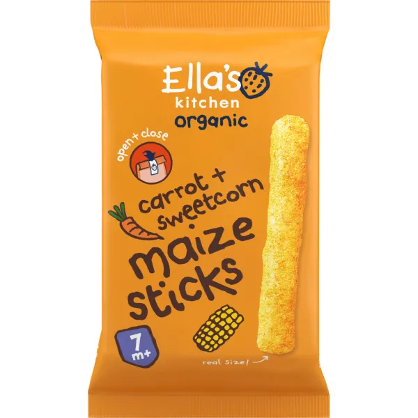 5x Ella's kitchen Gepoft Smikkelstengels 7+ m Mais Wortel 16 gr