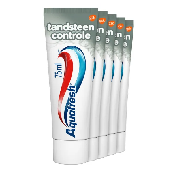 6x Aquafresh Tandpasta Tandsteen Controle 5 stuks