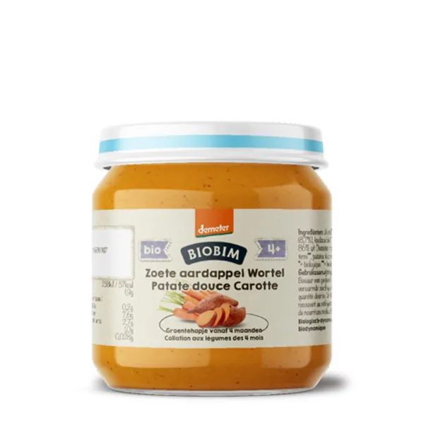 6x Biobim Groentehapje 4+ mnd Zoete Aardappel, Wortel 125 gr
