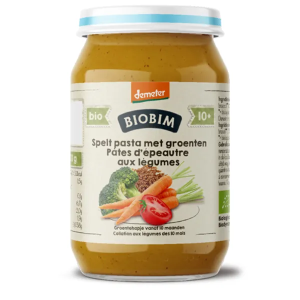 6x Biobim Maaltijd 10+ mnd Speltpasta met Groenten 250 gr
