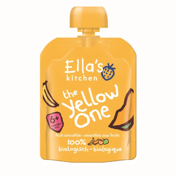6x Ella's kitchen Knijpzakje Fruit Smoothie 6+ m Banaan Appel Mango Abrikozen 90 gr