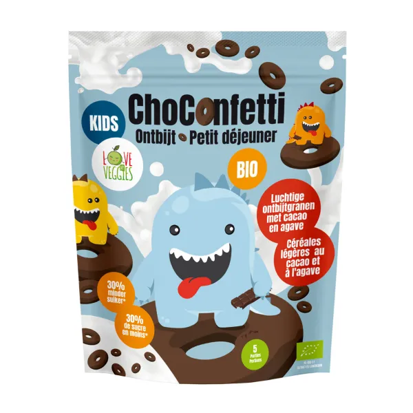 6x Love My Veggies ChoConfetti-Ontbijt Cacao en Agave 125 gr