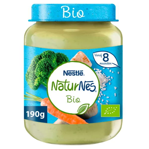 6x Nestle NaturNes Bio Maaltijd 8+ mnd Broccoli, Pastinaak, Kalkoen 190 gr