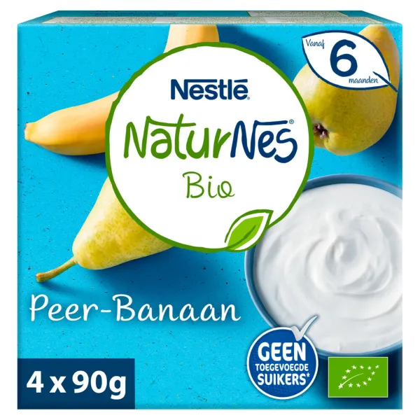 6x Nestle Naturnes Bio Zuivelhapje Banaan, Peer 360 gr