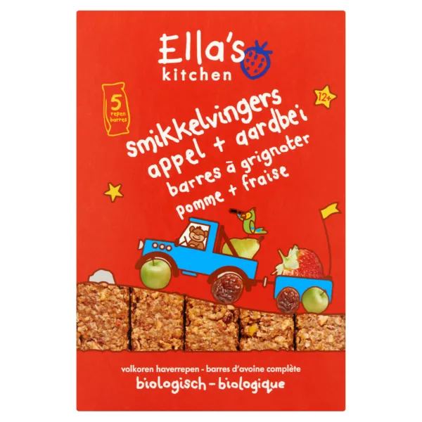 8x Ella's kitchen Smikkelvingers 12  m Appel Aardbei 5x 25 gr