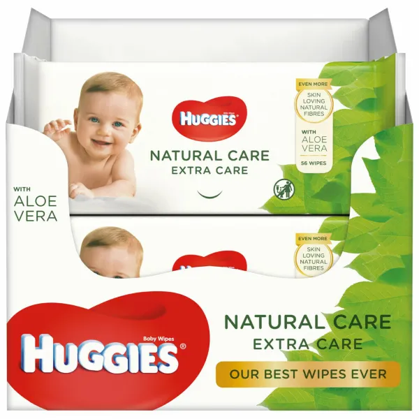 8x Huggies Billendoekjes Natural Care Extra Care 56 doekjes