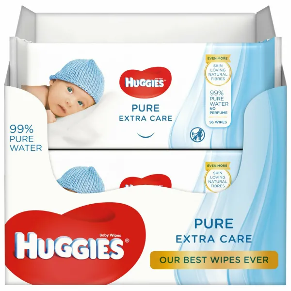 8x Huggies Billendoekjes Pure Extra Care 99% Water 56 doekjes