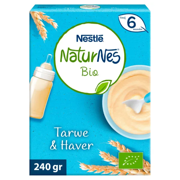 9x Nestle NaturNes Bio Pap Tarwe, Haver 6  mnd 240 gr