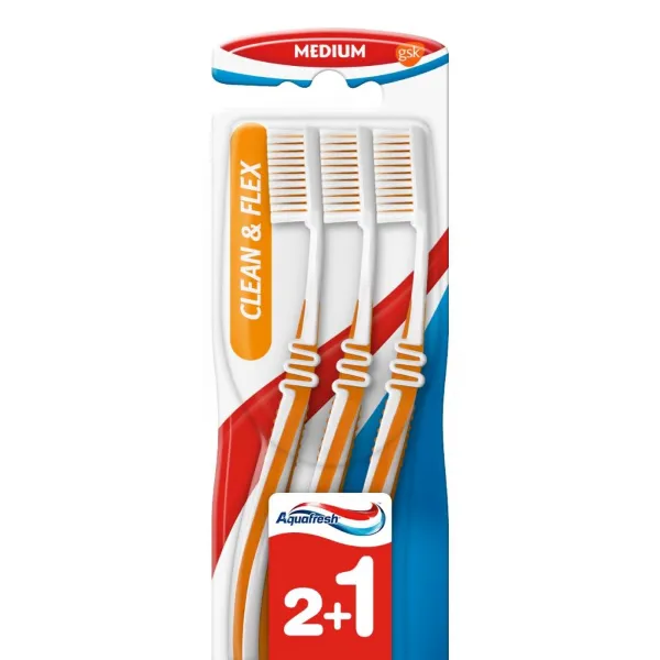 Aquafresh Tandenborstel Clean&Flex Medium 3 stuks