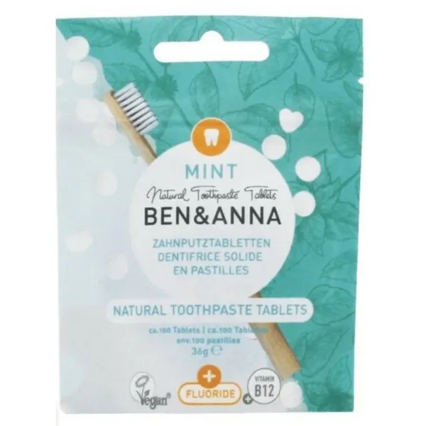 Ben&Anna Tandenpoets Tabletten Naturel Met Fluoride 100 tabletten