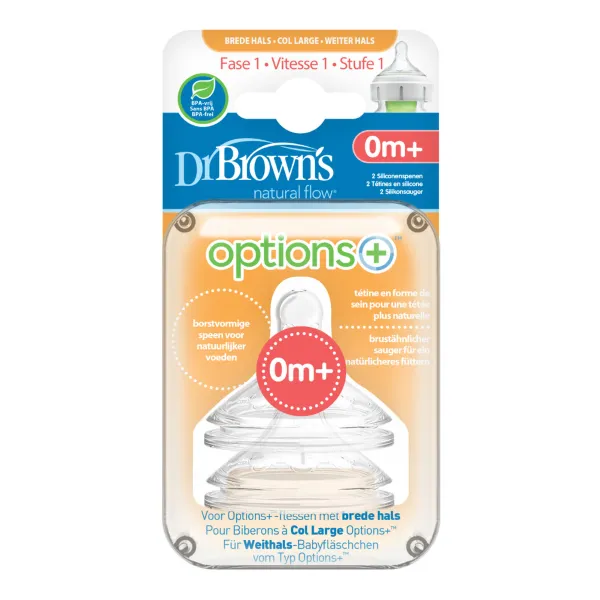 Dr. Browns Flesspeen Options+ Brede Hals Fase 1 2 stuks