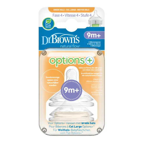 Dr. Browns Flesspeen Options+ Brede Hals Fase 4 / Pap 2 stuks