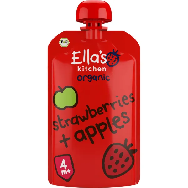 Ella's kitchen Knijpzakje 4  m Appel Aardbei 120 gr