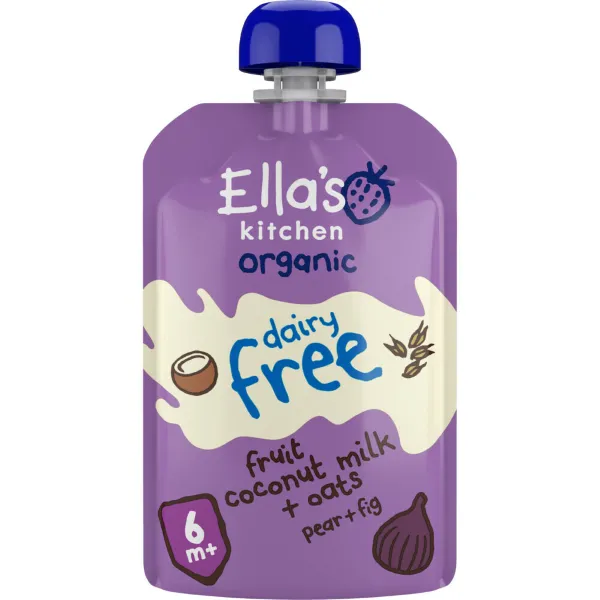 Ella's kitchen Knijpzakje Dairy Free 6+ m Kokosmelk, Haver, Peer, Vijgen 100 gr