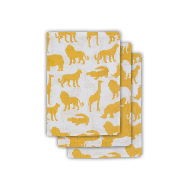 Jollein Hydrofiele Washandjes Safari Ocher 3 stuks