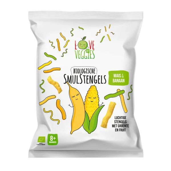 Love My Veggies Smulstengels Mais Banaan 25 gr