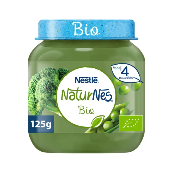 Nestle NaturNes Bio Maaltijd 4+ mnd Doperwten, Broccoli 125 gr