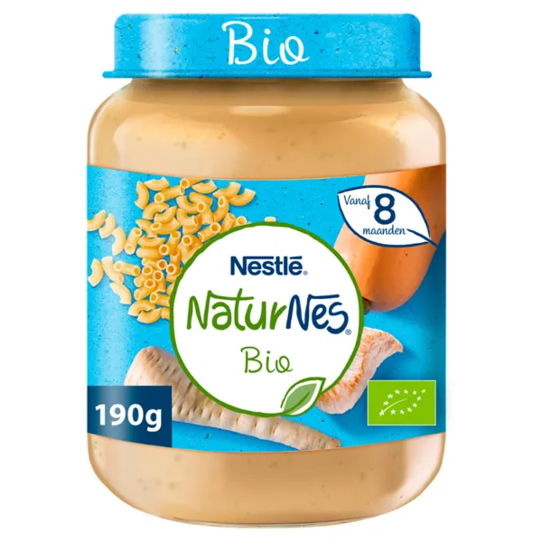 Nestle NaturNes Bio Maaltijd 8+ mnd Pastinaak, Pompoen, Volkoren Pasta, Kalkoen 190 gr