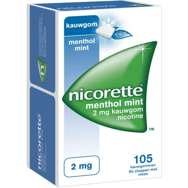 Nicorette Kauwgom Menthol Mint 2 mg 105 stuks