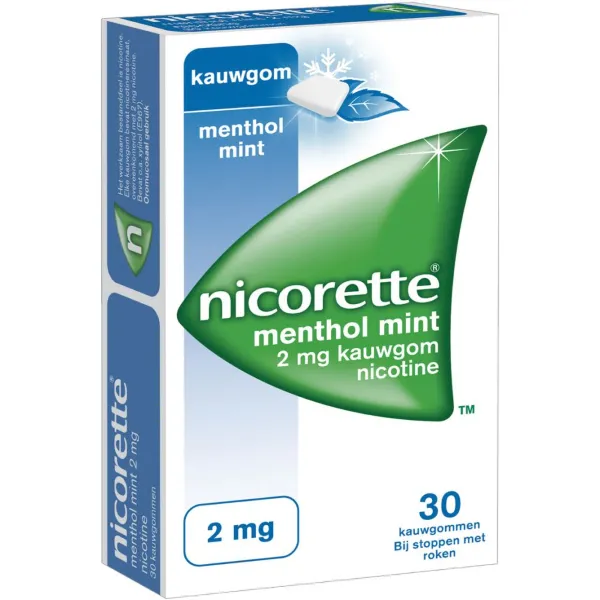 Nicorette Kauwgom Menthol Mint 2mg 30 stuks