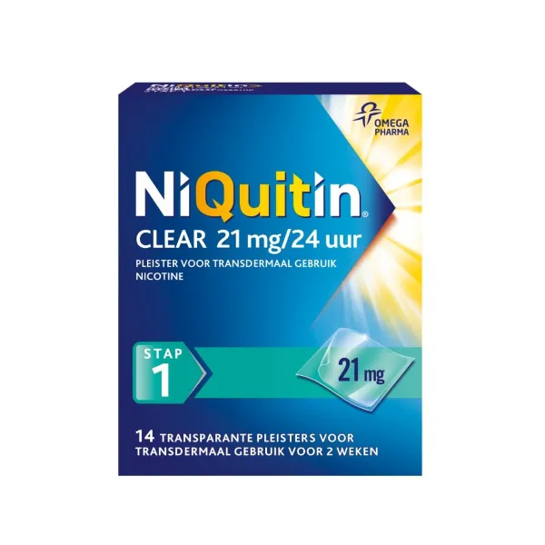 Niquitin Clear Nicotinepleisters 21 mg Stap 1 14 stuks