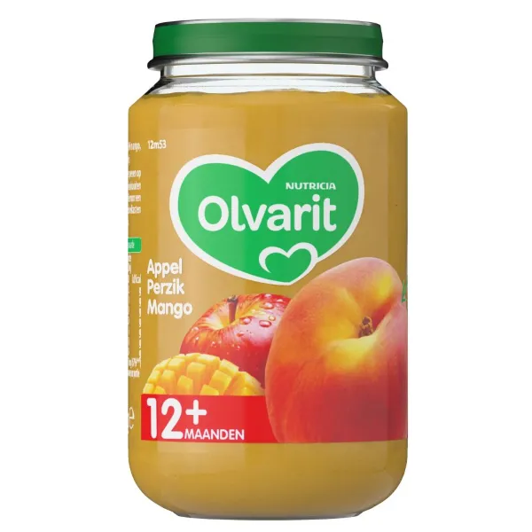 Olvarit Fruithapje 12m Appel Perzik Mango 200 gr