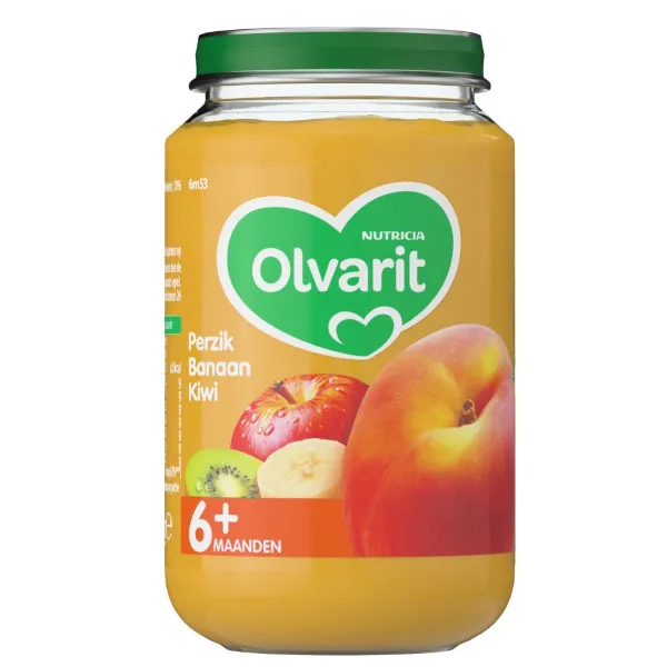 Olvarit Fruithapje 6m Perzik Banaan Kiwi 200 gr