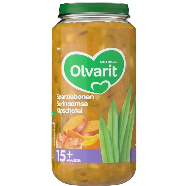 Olvarit Maaltijd 15m Sperziebonen Surinaamse Kipschotel 250 gr
