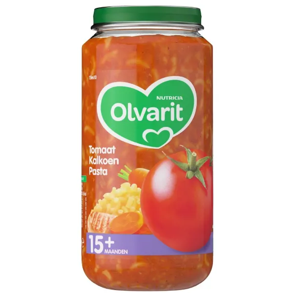 Olvarit Maaltijd 15m Tomaat Kalkoen Pasta 250 gr