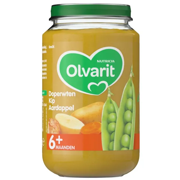 Olvarit Maaltijd 6m Doperwten Kip Aardappel 200 gr