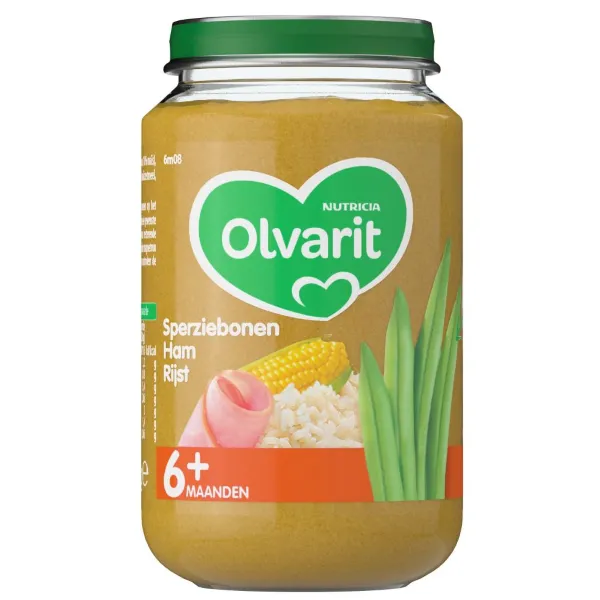 Olvarit Maaltijd 6m Sperziebonen Ham Rijst 200 gr
