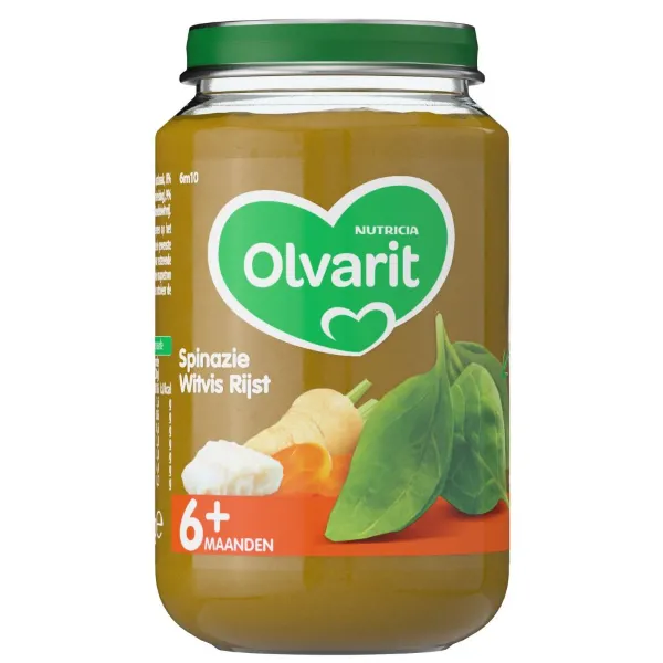Olvarit Maaltijd 6m Spinazie Witvis Rijst 200 gr