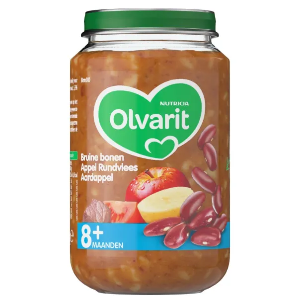 Olvarit Maaltijd 8m Bruine bonen Appel Rundvlees Aardappel 200 gr