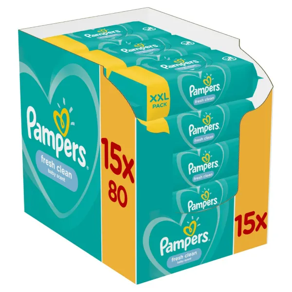 Pampers Billendoekjes Fresh Clean Navulpak 15x80=1200 stuks