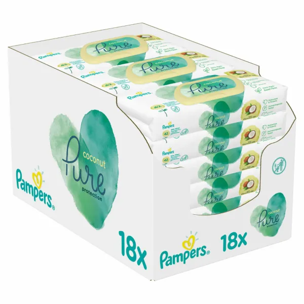 Pampers Billendoekjes Pure Protection Coconut Navulpak 18x42 = 756 doekjes