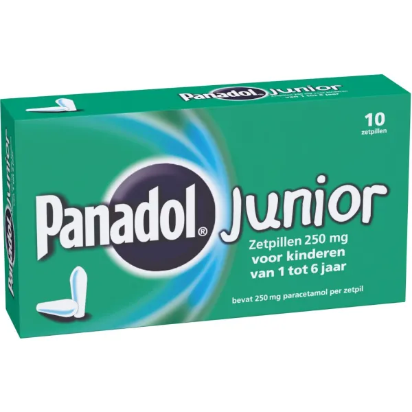 Panadol Junior Zetpillen 250 mg 1 jaar - 6 jaar 10 zetpillen