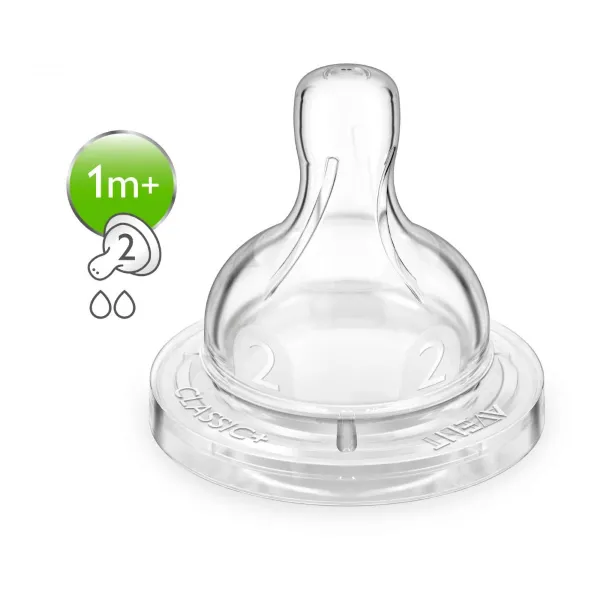 Philips Avent Classic+ Speen 1m+ (2 gaten) 2 stuks