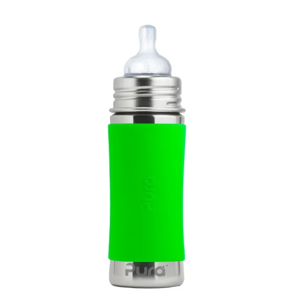 Pura Speenfles RVS Groene Sleeve 325 ml