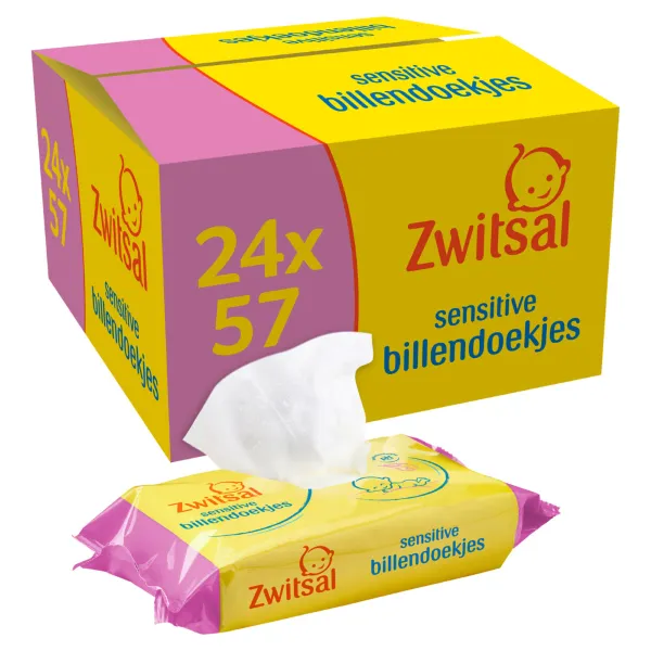 Zwitsal Sensitive Billendoekjes Voordeelverpakking 24x57=1368 stuks