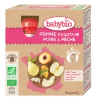 Babybio Knijpzakje 6+ mnd Appel Peer Perzik 4x90 gr