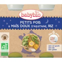 Babybio Slaap Lekker Maaltijd 6+ mnd Erwten Mais Rijst 2x200 gr