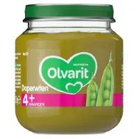 Olvarit 1e Groentehapje 4m Doperwten 125 gr